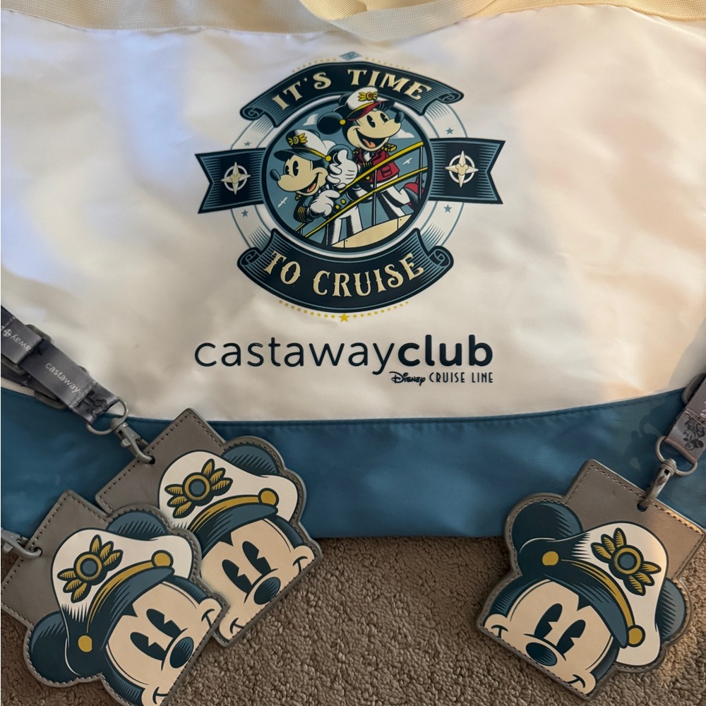 Disney Cruise Line Castaway Club Tote Bag & landyards